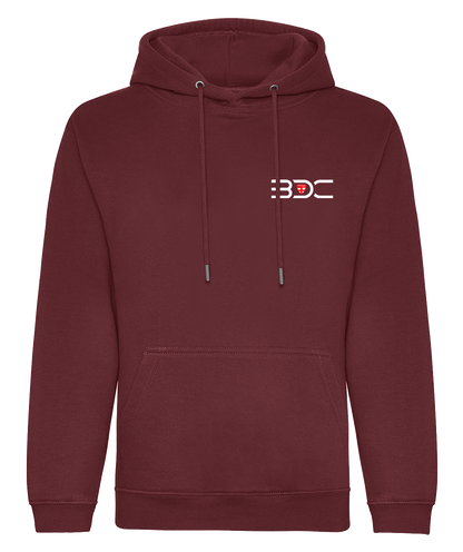 Sweat à capuche bordeaux en coton organique – Broderie Cœur et Dos