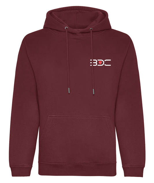 Sweat à capuche bordeaux en coton organique – Broderie Cœur et Dos