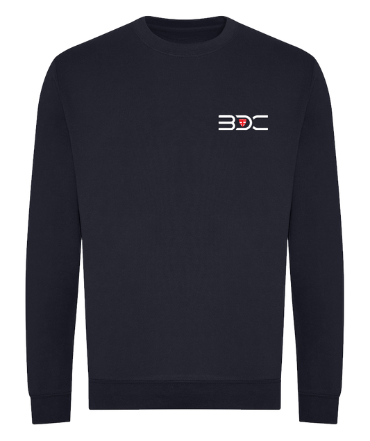 Sweat col rond bleu marine en coton organique – Broderie Cœur et Dos