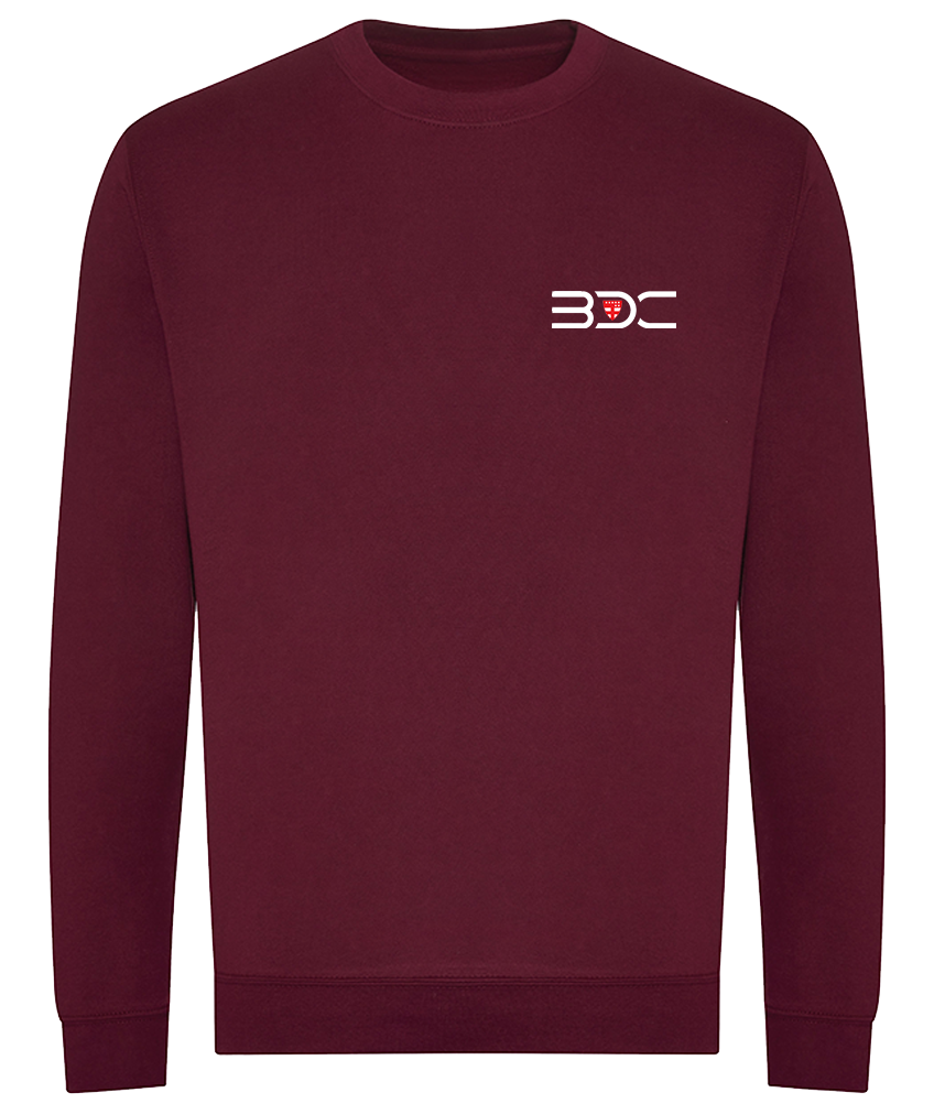 Sweat col rond bordeaux en coton organique – Broderie Cœur et Dos