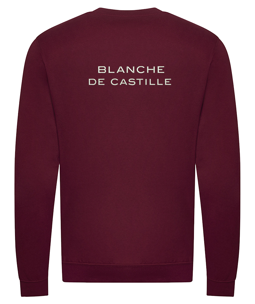 Sweat col rond bordeaux en coton organique – Broderie Cœur et Dos