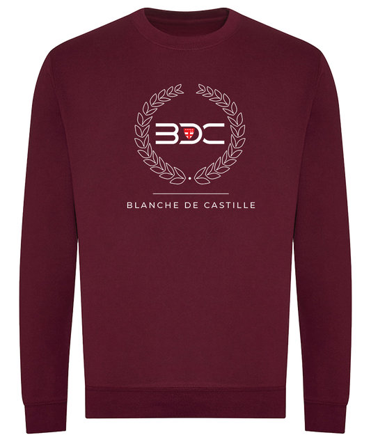 Sweat à col rond bordeaux en coton organique brodé de lauriers