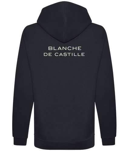 Sweat à capuche bleu marine en coton organique – Broderie Cœur et Dos